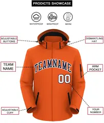 Orange Navy-White Classic Waterproof Jacket 2
