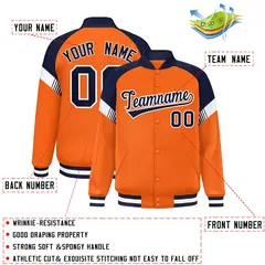 Orange Navy-White Color Block Varsity Letterman Jacket 2