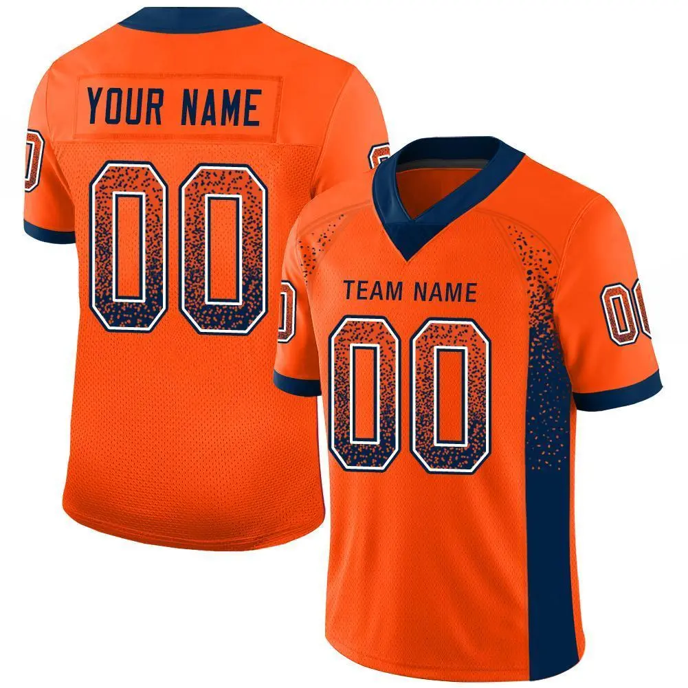 Orange Navy-White Drift Mesh Football Jersey