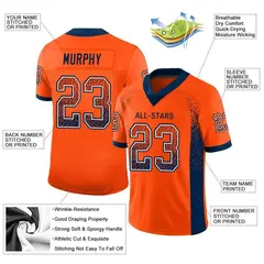 Orange Navy-White Drift Mesh Football Jersey 2