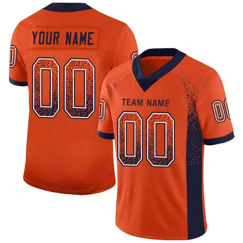 Orange Navy-White Drift Mesh Football Jersey