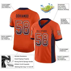 Orange Navy-White Drift Mesh Football Jersey 2