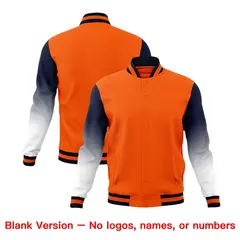 Orange Navy White Gradient Raglan Full-Snap Letterman Jacket 7