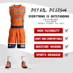 Orange Navy White Graffiti Lightning Basketball Jersey 2