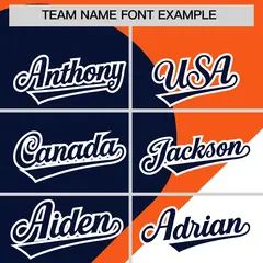 Orange Navy White Half Heart Color Block Baseball Jersey 3