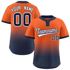 Orange Navy White-Navy Gradient Two-Button Softball Jersey