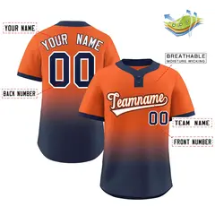 Orange Navy White-Orange Gradient Two-Button Softball Jersey 2