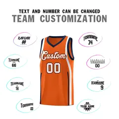 Orange Navy-White Ribbon Pattern Basketball Kits 4