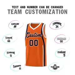 Orange Navy-White Ribbon Pattern Basketball Kits 4