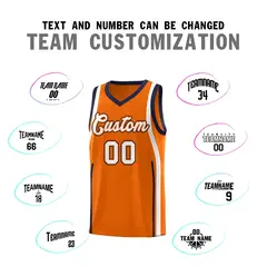 Orange Navy-White Ribbon Pattern Basketball Kits 4