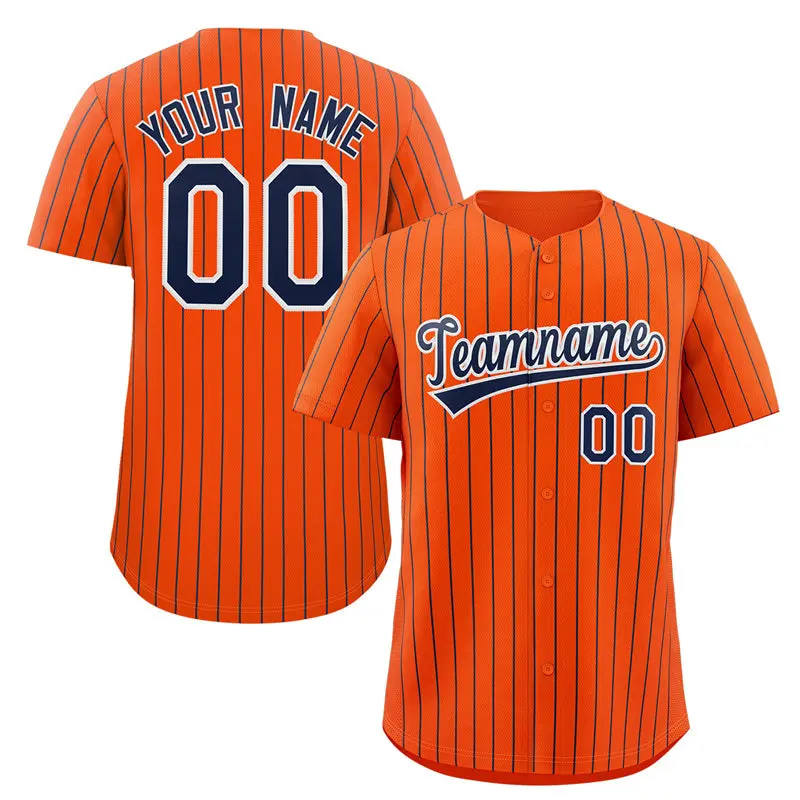 Orange Navy-White Stripe Fashion Baseball Jersey