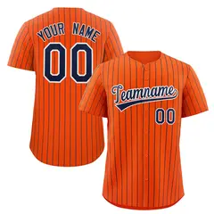 Orange Navy-White Stripe Fashion Baseball Jersey