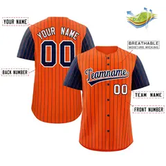 Orange Navy-White Stripe Raglan Sleeves Baseball Jersey 2