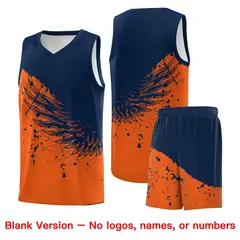 Orange Navy Wing Pattern Basketball Jersey Sports Uniform 7