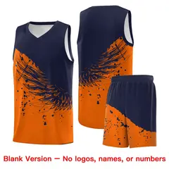 Orange Navy Wing Pattern Basketball Jersey Sports Uniform 7