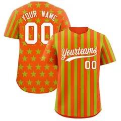 Orange Neon Green American Flag Graffiti Baseball Jersey 1