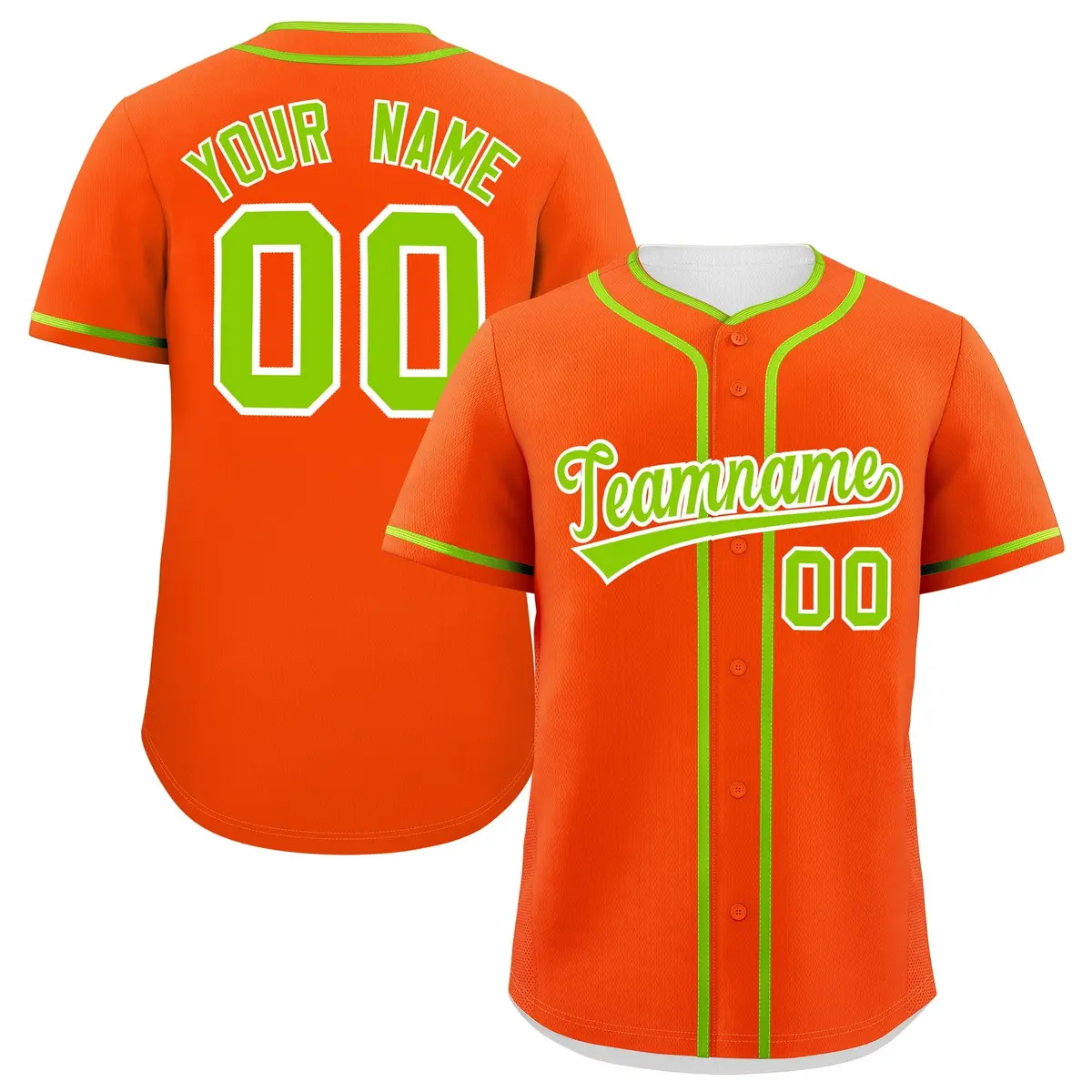 Orange Neon Green Classic Authentic Baseball Jersey