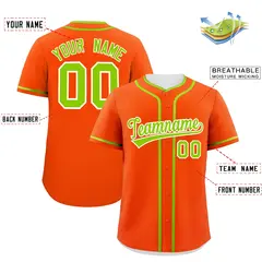 Orange Neon Green Classic Authentic Baseball Jersey 2