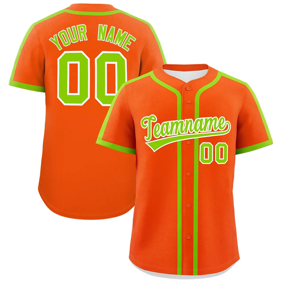 Orange Neon Green Classic Authentic Baseball Jersey