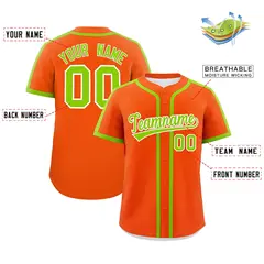 Orange Neon Green Classic Authentic Baseball Jersey 2