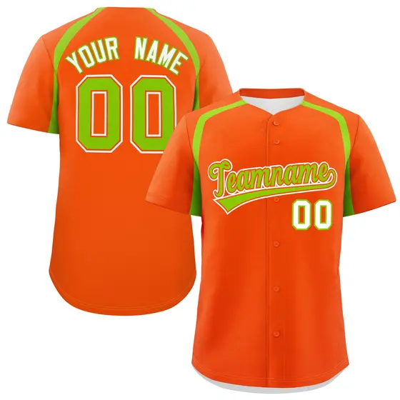 Orange Neon Green Color Block Authentic Baseball Jersey