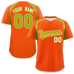 Orange Neon Green Color Block Authentic Baseball Jersey 1