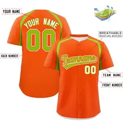 Orange Neon Green Color Block Authentic Baseball Jersey 2