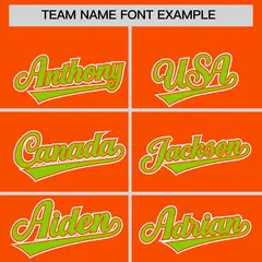 Orange Neon Green Contrast Raglan Sleeves Baseball Jersey 3