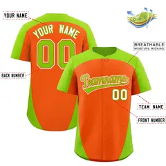 Orange Neon Green Edge Color Block Baseball Jersey 2