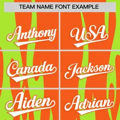 Orange Neon Green Flame Pattern Pullover Baseball Jersey 3