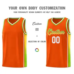 Orange Neon Green-Gold Gradient Basketball Jersey 3