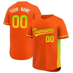 Orange Neon Green-Gold Gradient Side Baseball Jersey