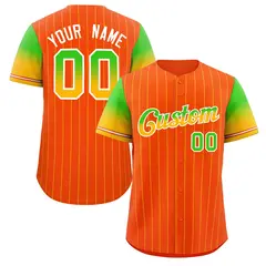 Orange Neon Green Gold-White Stripe Gradient Baseball Jersey