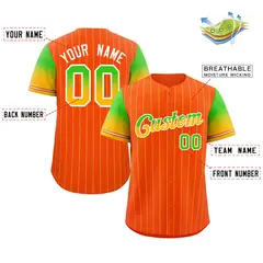 Orange Neon Green Gold-White Stripe Gradient Baseball Jersey 2