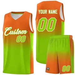 Orange Neon Green Gradient Basketball Jersey Sports Uniform 1