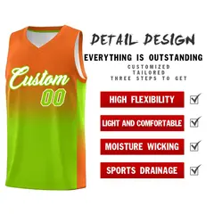 Orange Neon Green Gradient Basketball Jersey Sports Uniform 2