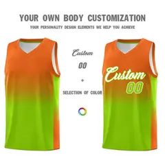 Orange Neon Green Gradient Basketball Jersey Sports Uniform 3