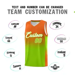 Orange Neon Green Gradient Basketball Jersey Sports Uniform 4