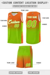 Orange Neon Green Gradient Basketball Jersey Sports Uniform 5