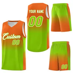 Orange Neon Green Gradient Basketball Jersey Sports Uniform 7