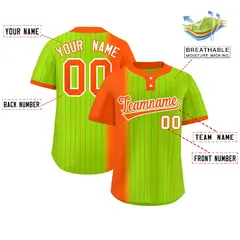 Orange Neon Green Gradient Stripe Two-Button Softball Jersey 2