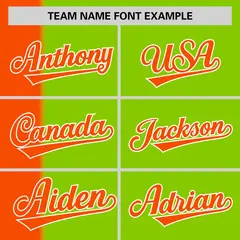 Orange Neon Green Gradient Stripe Two-Button Softball Jersey 3