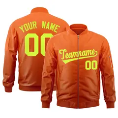 Orange Neon Green Gradient Varsity Letterman Bomber Jacket 1