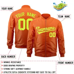Orange Neon Green Gradient Varsity Letterman Bomber Jacket 2