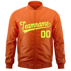 Orange Neon Green Gradient Varsity Letterman Bomber Jacket 3