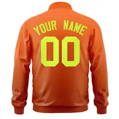 Orange Neon Green Gradient Varsity Letterman Bomber Jacket 4