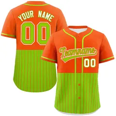 Orange Neon Green Half Stripe Authentic Baseball Jersey 1