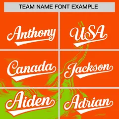 Orange Neon Green Ink Pattern Authentic Baseball Jersey 3