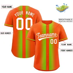 Orange Neon Green Lapel Gradient Fashion Baseball Jersey 2