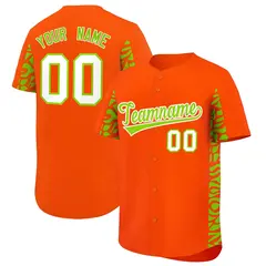 Orange Neon Green Leopard Graffiti Side Baseball Jersey 1